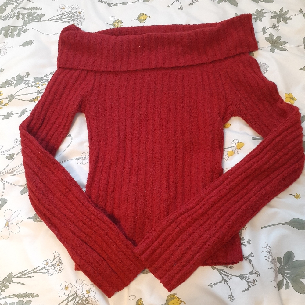 ❤ Seduction Red Off the Shoulder Sweater Size S